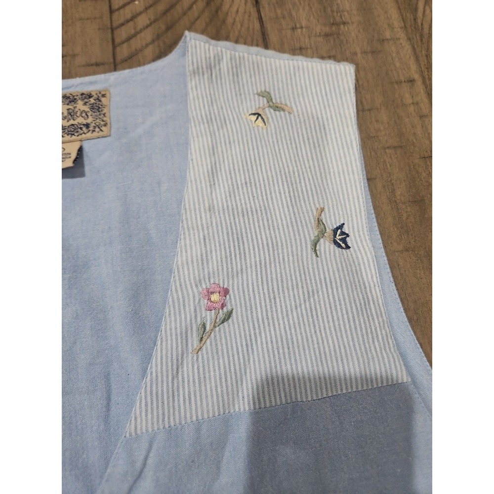 Vintage Tantrum Blues Vest Easter Floral Bunny Chick Cotton Cottage Grandmacore - Picture 3 of 13